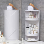 360° Rotating Corner Cabinet Rack | Waterproof Bathroom & Kitchen Storage Shelf – Drill-Free Wall Mount