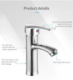 Silver Chrome Bathroom Basin Mixer Faucet | Single Handle Hot & Cold Washbasin Tap