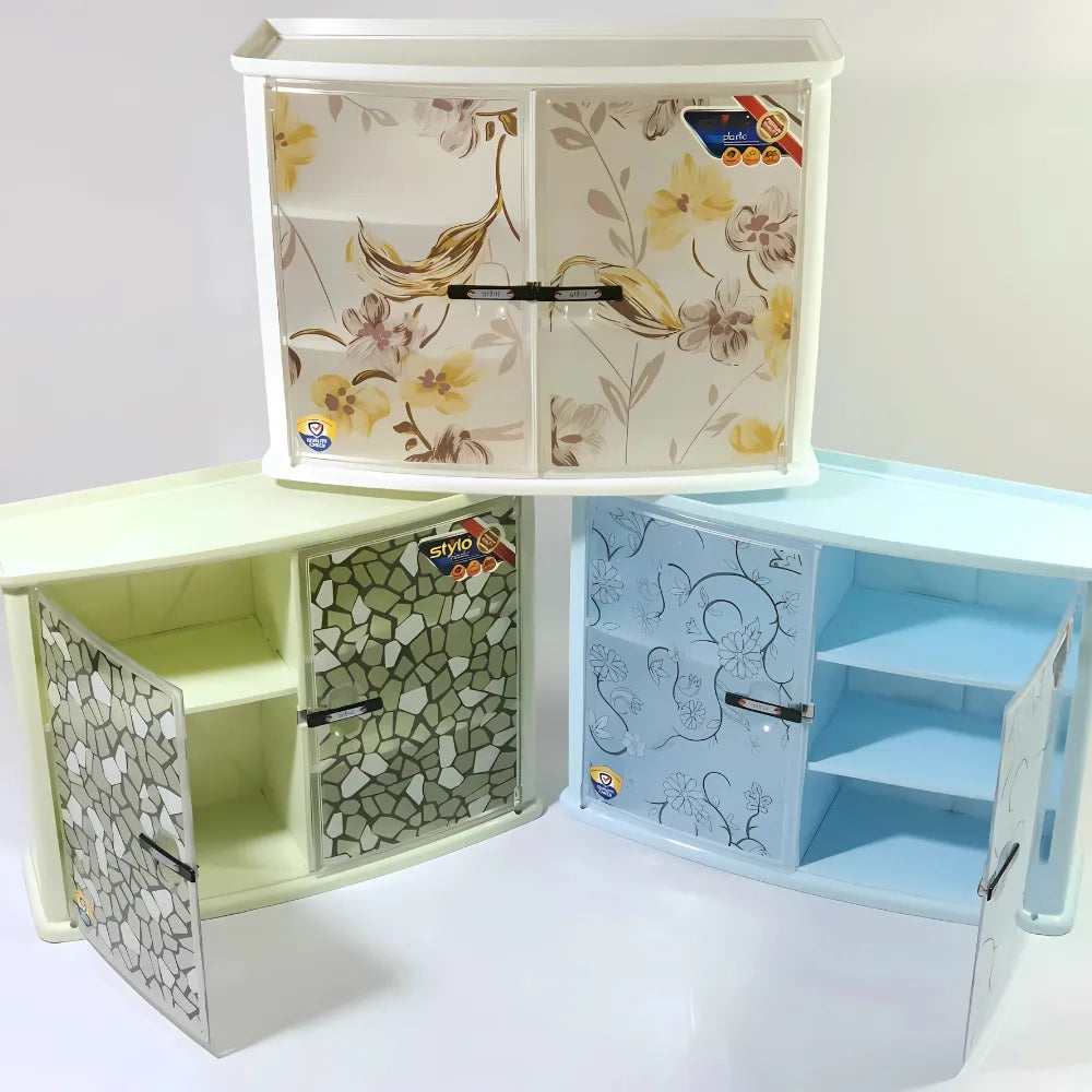 Wall Mounted Double Door Plastic Bathroom Cabinet | Waterproof Storage Organizer – Multi-Color