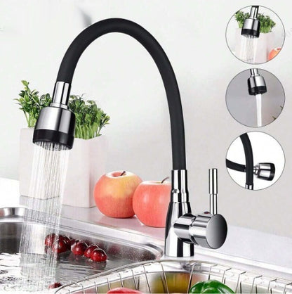 360° Rotating Flexible Kitchen Faucet | Hot & Cold Mixer Tap with Inlet Pipe Options