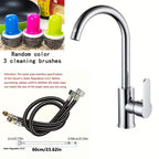 360° Rotating Kitchen Faucet | Single Handle Chrome Sink Mixer Tap with Expandable Inlet Pipe – Universal Thread