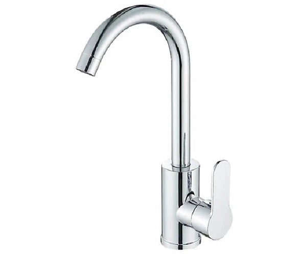 Modern Chrome High-Arc Kitchen Sink Mixer Tap | Single Handle 360° Swivel Hot & Cold Faucet