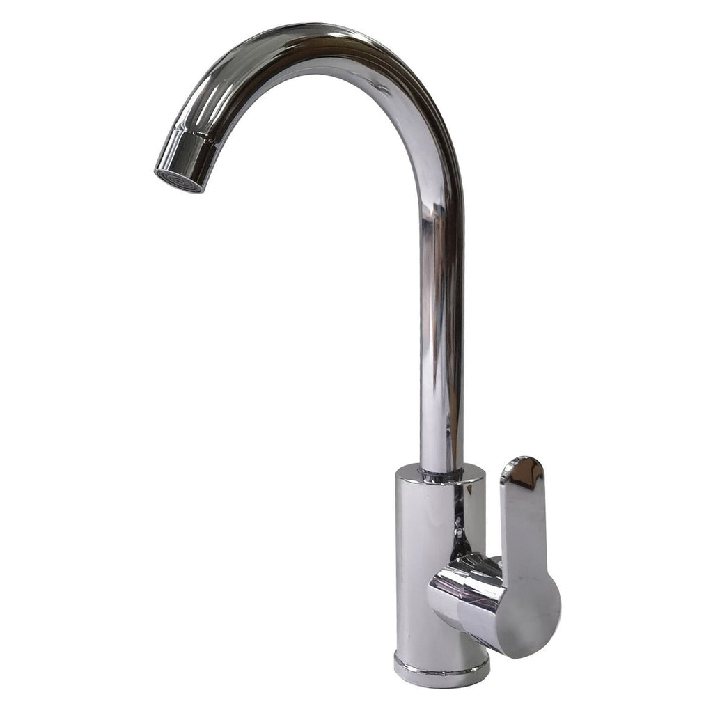 Modern Chrome High-Arc Kitchen Sink Mixer Tap | Single Handle 360° Swivel Hot & Cold Faucet