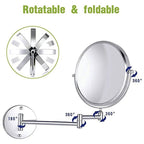 Dual-Sided 360° Magnifying Mirror | Wall Mounted Vanity Mirror with Extendable Swivel Arm